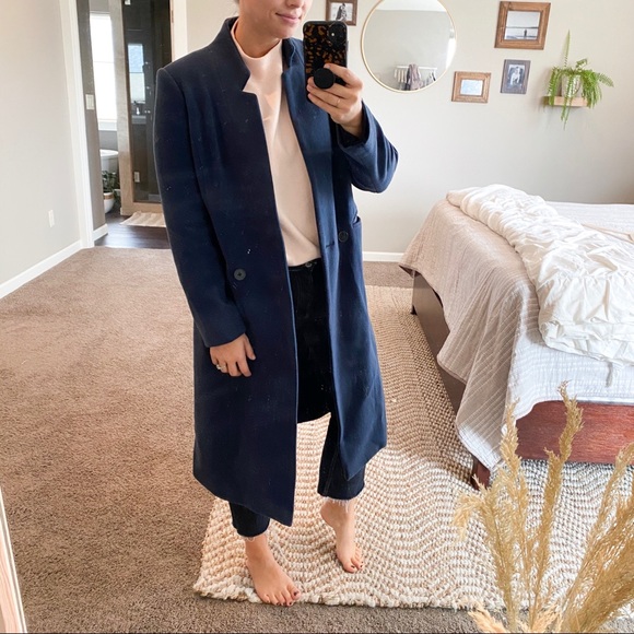 Apiece Apart Wool Trench Coat Navy - Picture 5 of 6